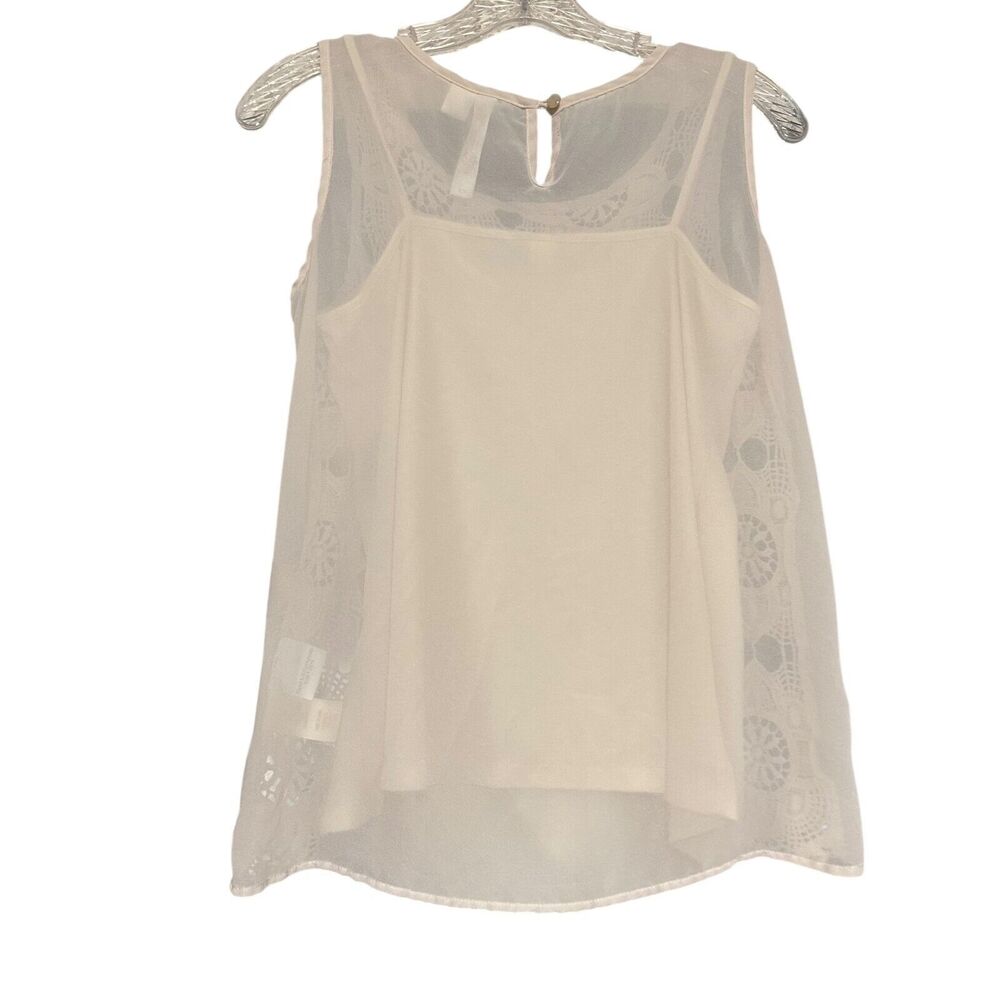 Adica Womens Tank Top‎ Sz M Ivory Crochet Floral Lined Pullover Cottagecore - Picture 2 of 5